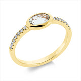 Ring 14 kt GG, 14 Brill. 0,13 ct, TW-si, 1 Quarz 0,50 ct grün