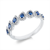 Ring 14 kt WG, 77 Brill. 0,24 ct, TW-si, 7 Saphire 0,52 ct blau