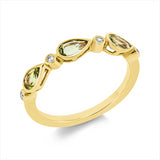 Ring 14 kt GG, 4 Brill. 0,04 ct, TW-si, 3 Peridot 0,74 ct grün