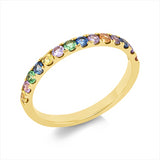 Ring 14 kt GG, 14 Saphire 0,57 ct multicolor