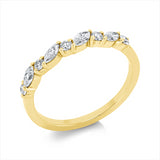 Ring 14 kt GG, 4 Nav. 0,29 ct, TW-si, 5 Brill. 0,18 ct, TW-si