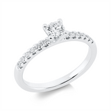 Ring 18 kt WG, 1 Brill. 0,28 ct, TW-si, 12 Brill. 0,21 ct, TW-si