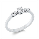 Ring 18 kt WG, 1 Brill. 0,18 ct, TW-si, 4 Brill. 0,12 ct, TW-si