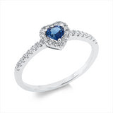 Ring 18 kt WG, 28 Brill. 0,24 ct, TW-si, 1 Saphir 0,30 ct blau