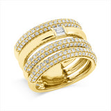 Ring 18 kt GG, 2 Bag. 0,14 ct, F-vsi/si, 201 Brill. 1,32 ct, TW-si