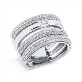 Ring 18 kt WG, 2 Bag. 0,14 ct, F-vsi/si, 201 Brill. 1,28 ct, TW-si