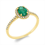 Ring 18 kt GG, 38 Brill. 0,19 ct, TW-si, 1 Smaragd 0,69 ct grün