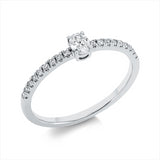 Ring 18 kt WG, 1 Oval 0,17 ct, F-vvs/vs, 18 Brill. 0,14 ct, TW-pi