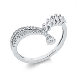 Ring 18 kt WG, 1 Brill. 0,07 ct, TW-si, 6 Bag. 0,30 ct, F-vsi/si, 28 Brill. 0,16 ct, TW-si