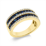 Ring 18 kt GG, 21 Brill. 0,28 ct, TW-si, 48 Brill. 0,32 ct, TW-si, 28 Saphire 2,80 ct blau