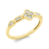 Ring 18 kt GG, 3 Brill. 0,08 ct, TW-si, 4 Brill. 0,16 ct, TW-si, 2 Bag. 0,07 ct, F-vsi/si, 2 Brill. 0,01 ct, TW-si
