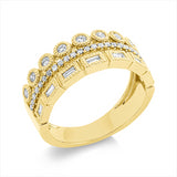 Ring 14 kt GG, 9 Brill. 0,23 ct, TW-pi, 7 Bag. 0,23 ct, F-vsi/si, 25 Brill. 0,15 ct, TW-pi