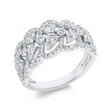 Ring 18 kt WG, 26 Brill. 0,33 ct, TW-si, 4 Brill. 0,14 ct, TW-si, 6 Brill. 0,37 ct, TW-si, 78 Brill. 0,42 ct, TW-si