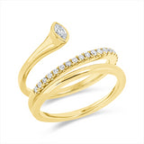 Ring 18 kt GG, 1 Nav. 0,12 ct, F-vsi/si, 20 Brill. 0,26 ct, TW-si