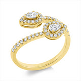 Ring 18 kt GG, 12 Brill. 0,16 ct, F-vsi/si, 2 Tropfen 0,29 ct, F-vsi/si, 34 Brill. 0,23 ct, F-vsi/si