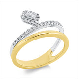 Ring 18 kt WG+GG, 19 Brill. 0,21 ct, TW-si, 1 Sm.schliff 0,14 ct, F-vsi/si, 12 Brill. 0,06 ct, TW-si