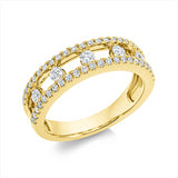 Ring 18 kt GG, 5 Brill. 0,32 ct, F-vsi/si, 46 Brill. 0,39 ct, F-vsi/si