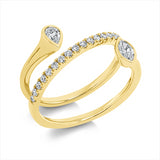 Ring 18 kt GG, 1 Nav. 0,16 ct, F-vsi/si, 1 Tropfen 0,12 ct, F-vsi/si, 19 Brill. 0,25 ct, TW-si