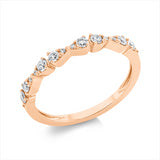 Ring 18 kt RG, 5 Bag. 0,30 ct, F-vsi, 13 Brill. 0,11 ct, TW-si