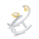 Ring 18 kt WG+GG, 1 Nav. 0,11 ct, F-vsi/si, 1 Tropfen 0,13 ct, F-vsi/si, 14 Brill. 0,18 ct, TW-si