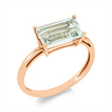 Ring 18 kt RG, 2 Brill. 0,03 ct, TW-si, 1 Amethyst 2,10 ct grün
