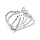Ring 14 kt WG, 8 Trap. 0,19 ct, TW-si, 92 Brill. 0,26 ct, TW-si