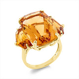 Ring 18 kt GG, 2 Citrin 4,40 ct mandarin, 1 Citrin 18,30 ct mandarin