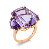 Ring 18 kt RG, 2 Amethyste 4,40 ct lila, 1 Amethyst 18,30 ct lila