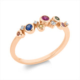 Ring 18 kt RG, 4 Brill. 0,05 ct, F-vsi, 6 Saphire 0,21 ct multicolor