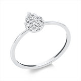 Ring 18 kt WG, 1 Brill. 0,03 ct, TW-si, 8 Brill. 0,12 ct, TW-si