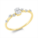 Ring 18 kt GG, Fassung rhodiniert, 2 Brill. 0,03 ct, TW-si, 1 Oval 0,25 ct, TW-si, 4 Brill. 0,05 ct, TW-si
