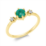 Ring 18 kt GG, 2 Brill. 0,08 ct, TW-si, 1 Smaragd 0,50 ct grün