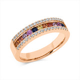 Ring 18 kt RG, 38 Brill. 0,23 ct, TW-si, 11 Saphire 0,60 ct multicolor