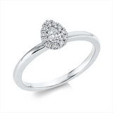Ring 18 kt WG, 1 Tropfen 0,13 ct, TW-si, 11 Brill. 0,10 ct, TW-si