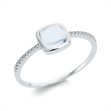 Ring 18 kt WG, 20 Dia. 0,05 ct, TW-si, 1 Topas 1,02 ct sky blue