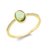 Ring 18 kt GG, 20 Dia. 0,05 ct, TW-si, 1 Peridot 0,90 ct grün