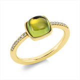 Ring 18 kt GG, 16 Dia. 0,07 ct, TW-si, 1 Peridot 1,77 ct grün