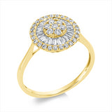 Ring 18 kt GG, 11 Trap. 0,14 ct, TW-si, 12 Bag. 0,19 ct, TW-si, 32 Brill. 0,29 ct, TW-si