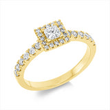Ring 18 kt GG, 12 Brill. 0,31 ct, TW-si, 1 Princ. 0,24 ct, TW-si, 16 Dia. 0,09 ct, TW-si