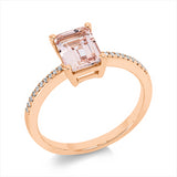 Ring 18 kt RG, 8 Brill. 0,04 ct, TW-si, 12 Brill. 0,04 ct, TW-si, 1 Morganit 1,32 ct rosa