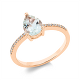 Ring 18 kt RG, 20 Brill. 0,08 ct, TW-si, 1 Amethyst 1,00 ct grün