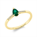 Ring 18 kt GG, 4 Brill. 0,02 ct, TW-si, 6 Brill. 0,02 ct, TW-si, 1 Smaragd 0,33 ct grün