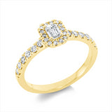 Ring 18 kt GG, 12 Brill. 0,31 ct, TW-si, 1 Sm.schliff 0,26 ct, TW-si, 14 Dia. 0,08 ct, TW-si