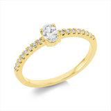 Ring 18 kt GG, 1 Oval 0,25 ct, TW-si, 16 Dia. 0,12 ct, TW-si