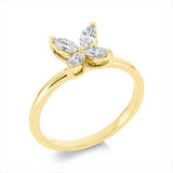 Ring 18 kt GG, 4 Nav. 0,41 ct, TW-si