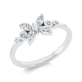 Ring 18 kt WG, 4 Nav. 0,32 ct, TW-si, 4 Brill. 0,05 ct, TW-si