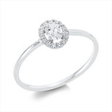 Ring 18 kt WG, 1 Oval 0,20 ct, TW-si, 15 Brill. 0,09 ct, TW-si