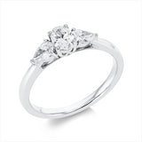 Ring 18 kt WG, 1 Oval 0,39 ct, TW-si, 2 Tropfen 0,40 ct, TW-si