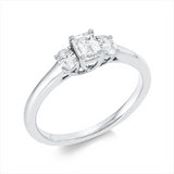 Ring 18 kt WG, 1 Sm.schliff 0,39 ct, TW-si, 2 Oval 0,22 ct, TW-si