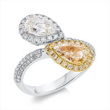 Ring 18 kt ,1 Tropf 1,01ct, I-si,79 Brill.0,43ct, TW-si,1 Tropf 1,01ct, gelb,18 Brill.0,19ct, gelb